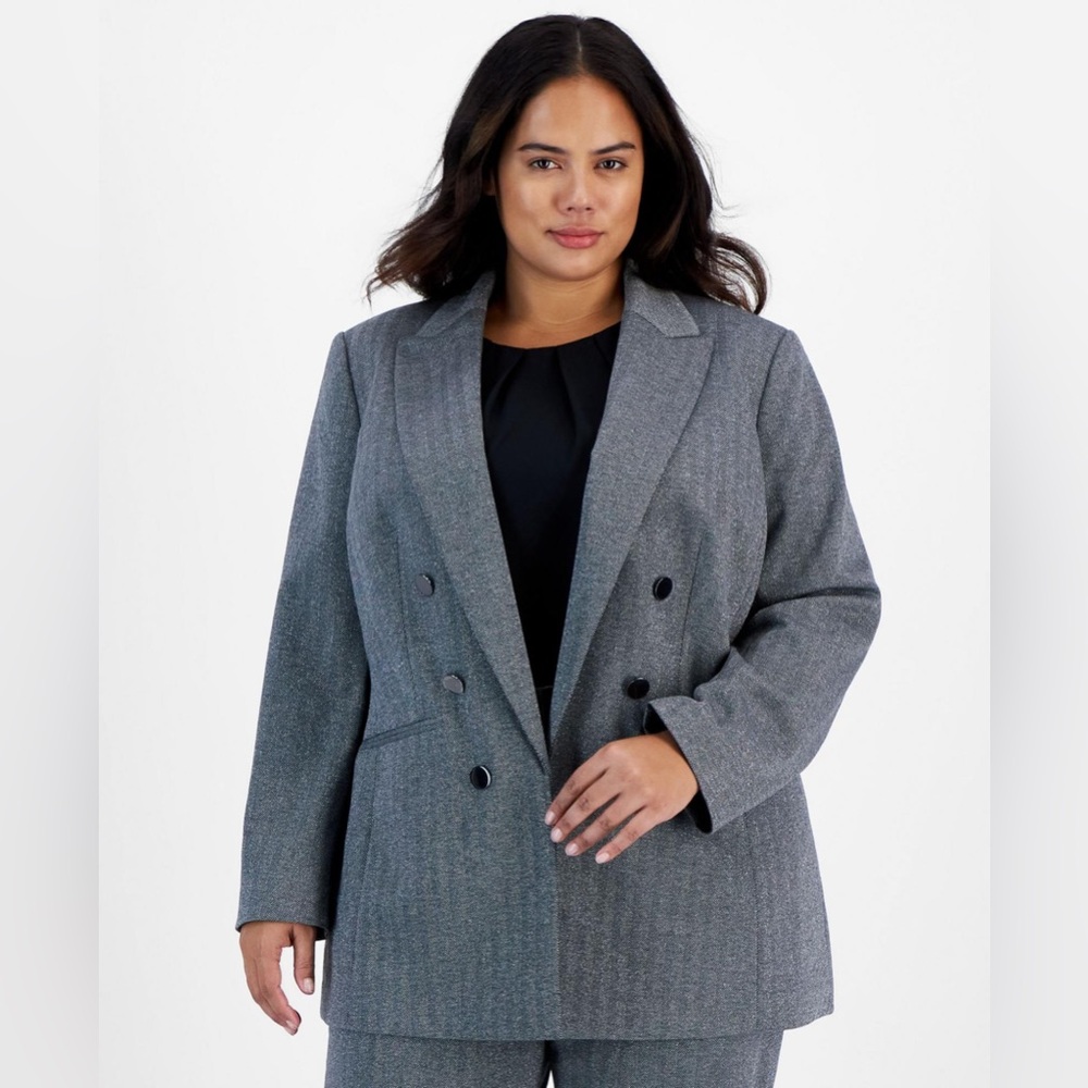 NWT Bar III shimmer herringbone open front blazer size 1X‎